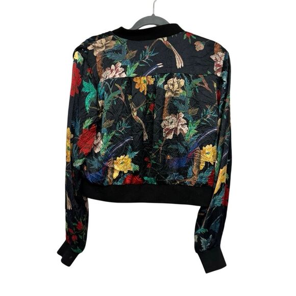 Alice + Olivia Floral Pleated Silk Bomber Jacket size medium - Picture 3 of 5